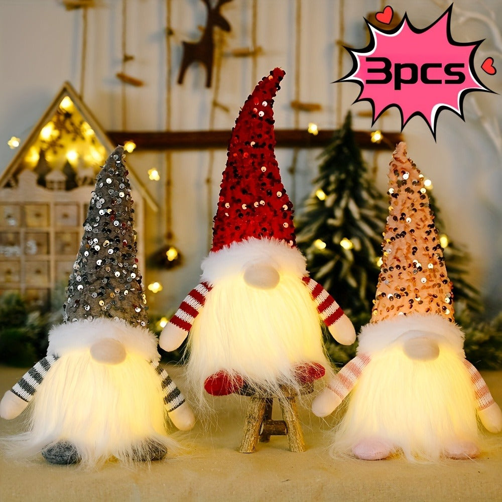Decorative Figurines Set of 3 Holiday Home Decor Collectible Statues for Living Room Bedroom Office Shelf Christmas Birthday Mothers Fathers Day Gift Red Golden Green