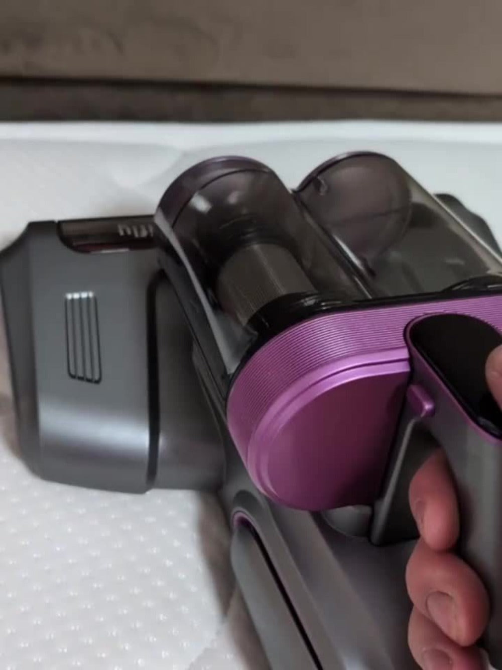 Mattress Vacuum Cleaner Handheld 16kPa Suction with UV Lamp & 80000RPM Soundwave Technology - Portable Dual Cup Bed Vacuum for Dust Mites, Allergens on Mattress, Fabric Sofa & Carpet, Purple & White