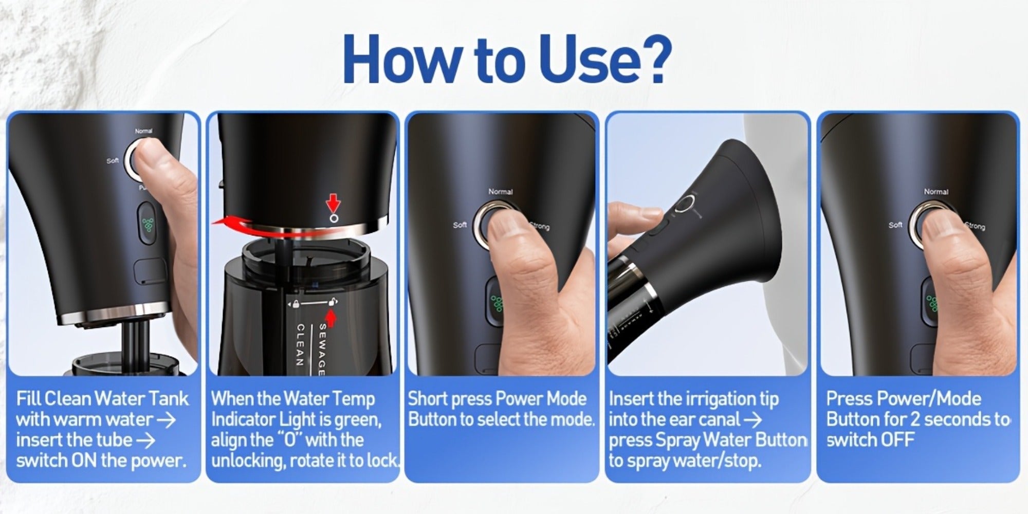 Electric Ear Wax Removal System ¨C Water-Powered Ear Irrigation Flusher, IPX7 Waterproof, Safe & Effective Ear Cleaning Tool for Wax Buildup
