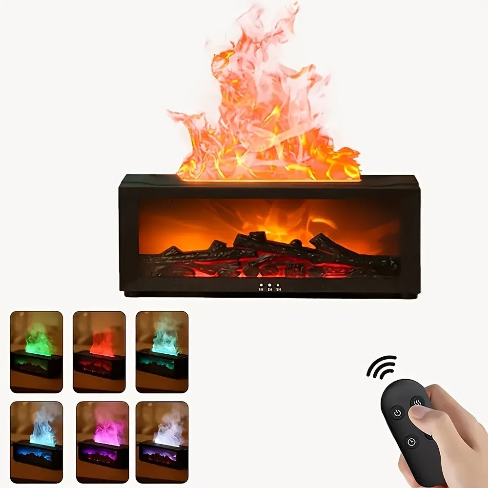 Essential Oil Diffuser Fireplace Design 300ml 7-Color LED Night Light Aromatherapy Diffuser with 19 Essential Oils Gift Set for Home Bedroom Living Room Office