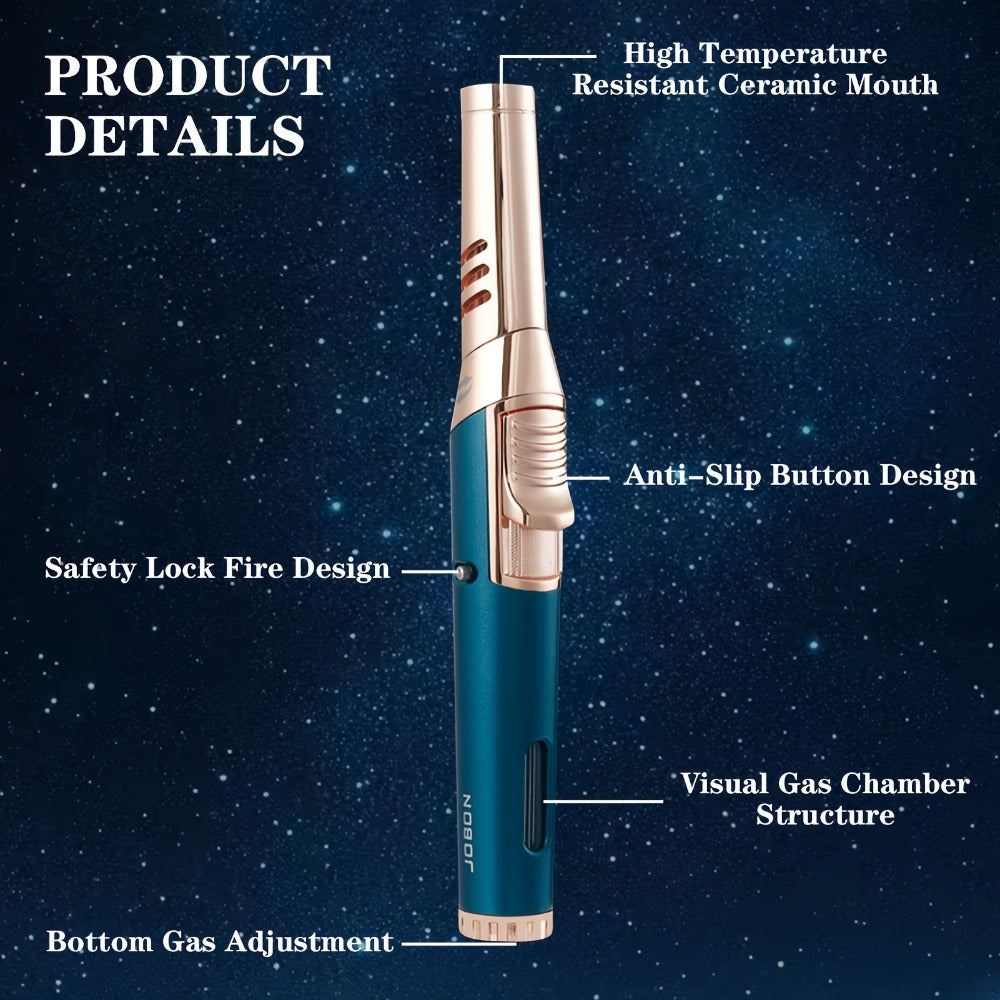 Refillable Butane Torch Lighter Pen Style ¨C JOBON Jet Flame Lighter with Adjustable Flame, Ignition Lock, 360¡ã Rotatable High-Temp Nozzle, Safety Lock, Visual Gas Tank, Gift Box Included, Ideal for Candles BBQ Cooking Camping