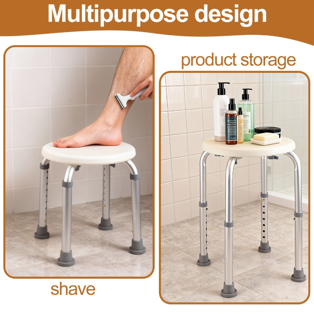 Shower Stool for Inside Shower ¨C Adjustable Height Non-Slip Bath Seat, 300 LBS Capacity, Stable Bathroom Stool for Sitting, Fits Showers & Bathtubs, Lightweight & Easy Assembly