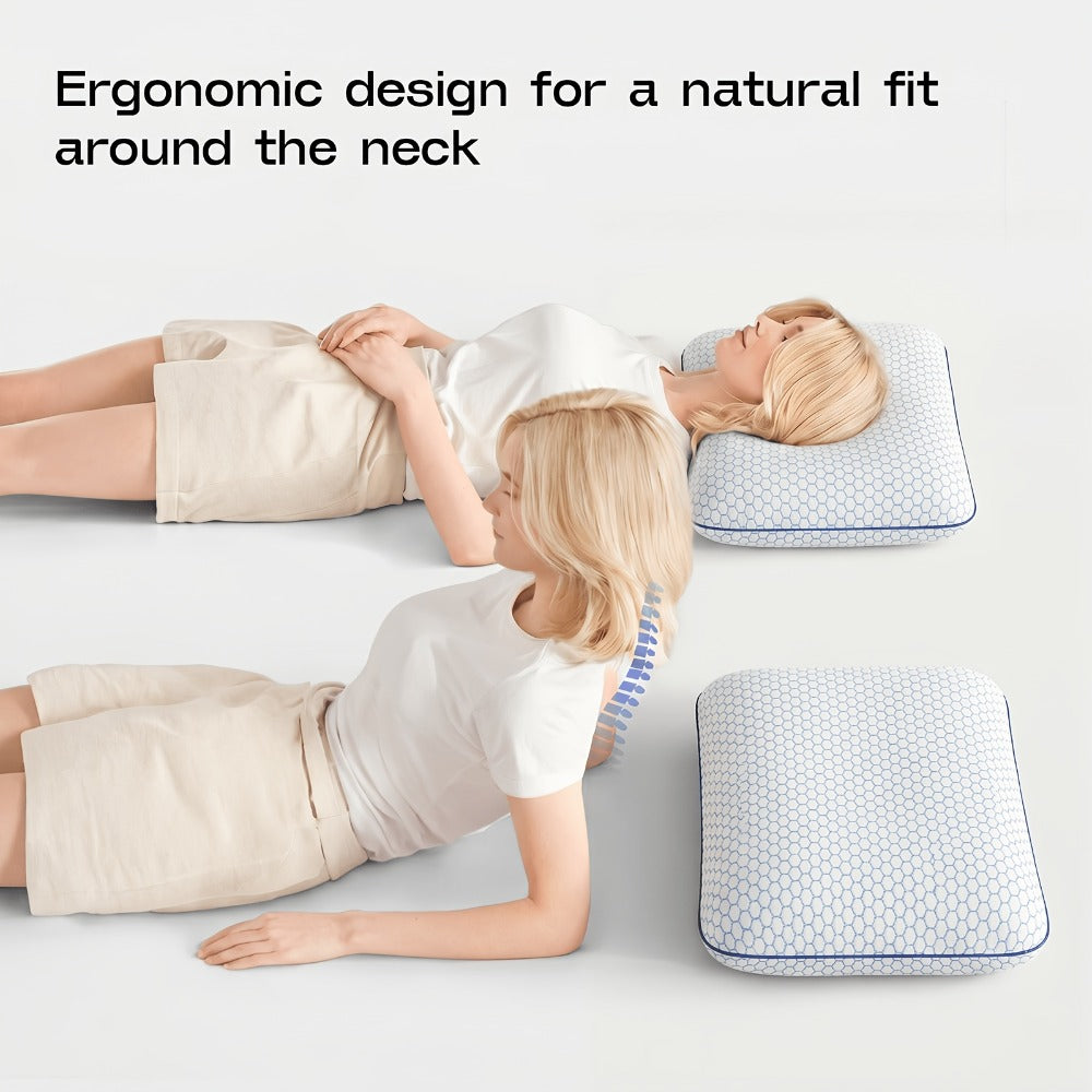 Bed Pillow for Side, Back & Stomach Sleepers ¨C Washable Cover, Breathable Mesh, Standard Size ¨C Blue & Grey