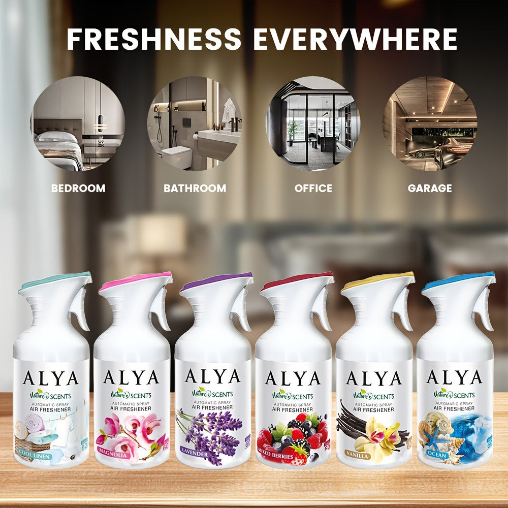 Aromatherapy Air Freshener Spray 6 Scents | Lavender Vanilla Ocean Magnolia | Multi-Purpose Room Spray for Car Home Office Bathroom Fabric Closet Odor Eliminator
