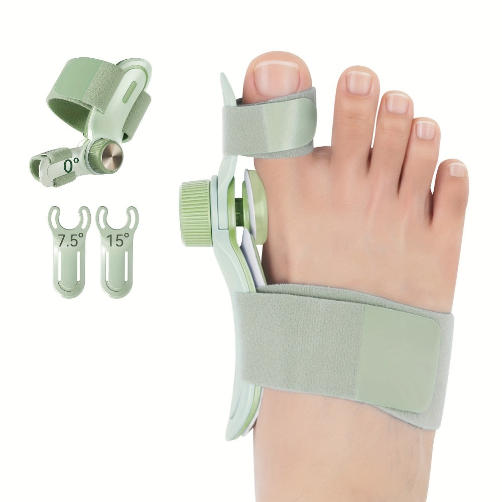 Bunion Corrector Splint with Double Correction ¨C Stepless Adjustable Knob, 3-Angle Fixing Plate, Fits Left & Right Foot for Men & Women