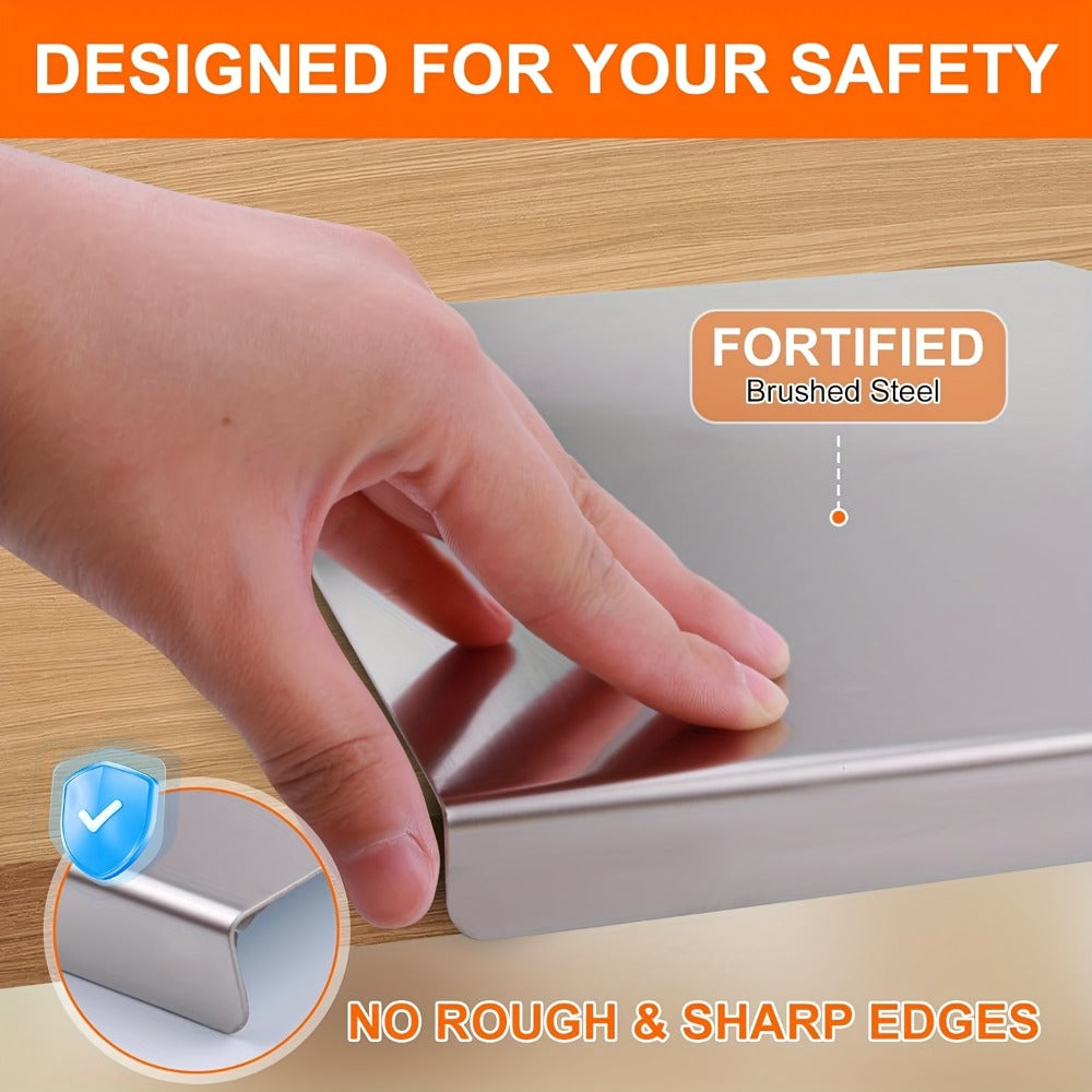 Stainless Steel Cutting Board Extra Large 304 Steel Anti-Slip L-Edge for Baking Kneading Dough BBQ Kitchen Chopping Board 3 Sizes