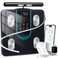 Smart Body Fat Scale with Handle, 8-Electrode Full Body Composition Analyzer, BMI Muscle Mass Monitor, Digital Weight Scale with APP Sync & LED Display for Home Gym Fitness Tracking