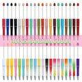 Beadable Pens Bulk 40/60pcs, DIY Bead Ballpoint Pens with Black Ink Shaft, Assorted Random Colors for DIY Crafts, School Office Teachers Bridal Shower Graduation Gifts