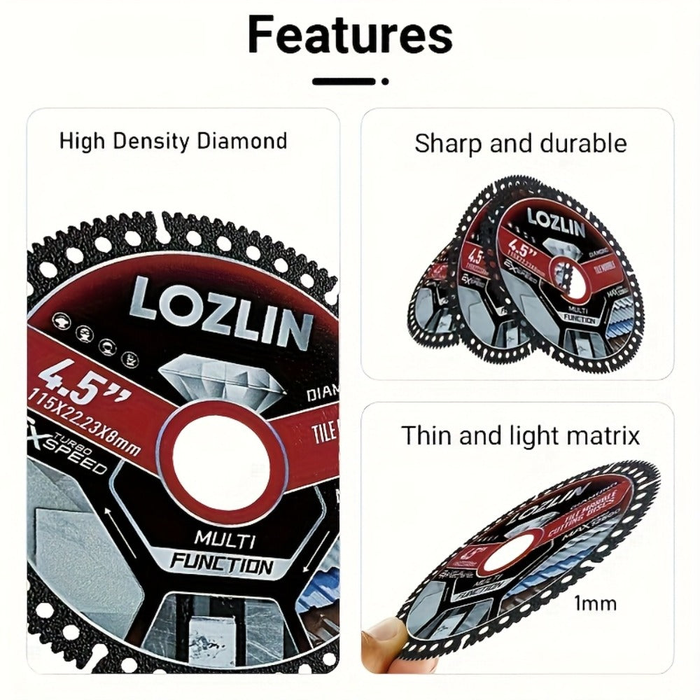 Diamond Tile Saw Blade 4.5 Inch Ultra Thin 3 Pack Precision Cutting for Tile Porcelain Marble Granite Ceramic Trim Chamfer Angle Grinder Compatible Dry Wet Cutting Disc