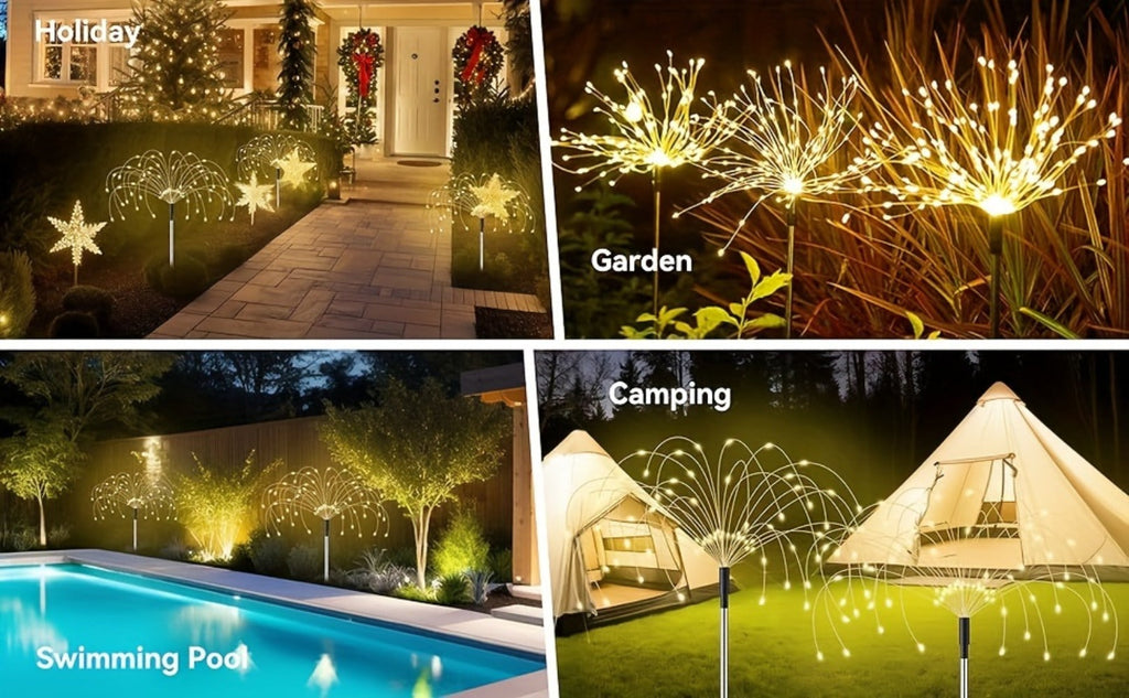 Solar Fireworks Lights Outdoor ¨C 60 to 420 LED Solar Garden Fairy Lights with 8 Modes, Waterproof Copper Wire Sparkler Lights for Garden, Patio, Yard, Pathway & Holiday Decoration