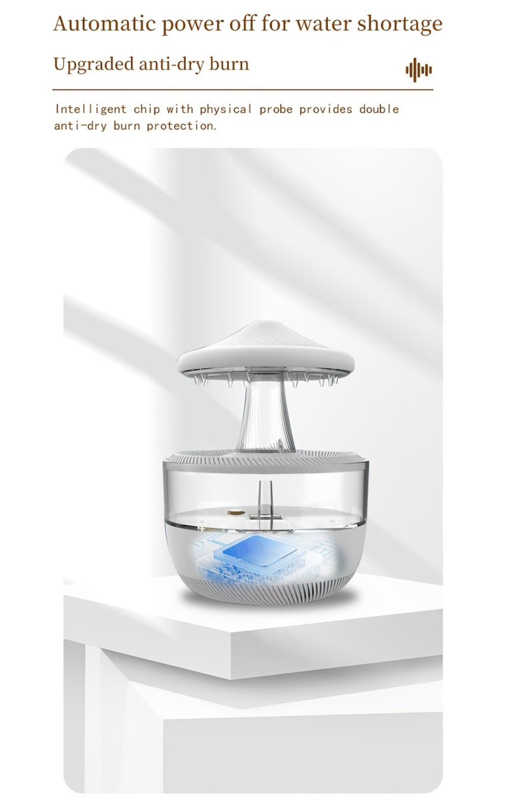 Cool Mist Humidifier with 7-Color Night Light Raindrop Music Design Dual Mist Output 26dB Ultra-Quiet 24H Operation Visible Water Level for Bedroom Living Room Office Gift