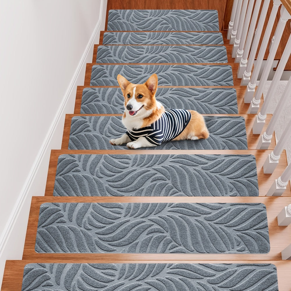 Non-Slip Stair Treads 15pcs 8¡±x30¡± Self-Adhesive Carpet Pads for Wooden Steps ¨C Washable Polyester Indoor Stair Mats for Safety, Anti-Slip Step Covers in Multiple Colors