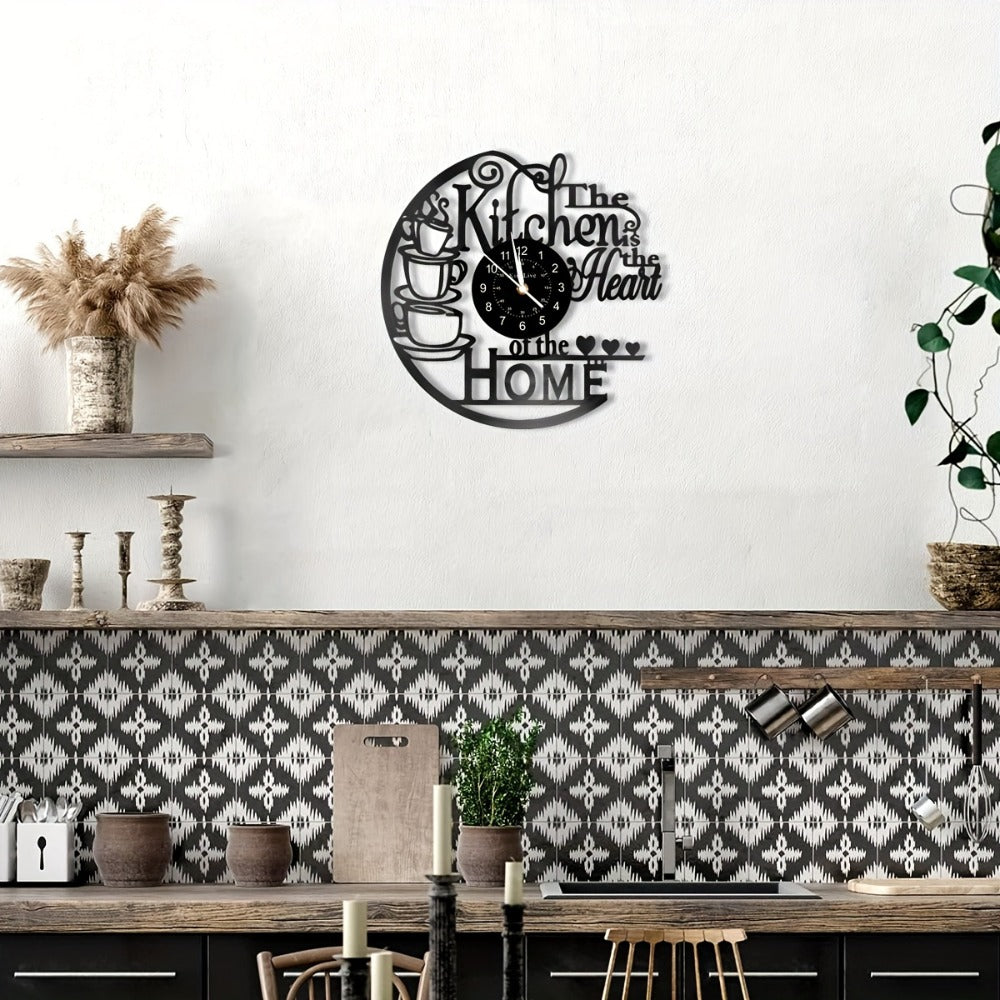 Coffee Vinyl Record Wall Clock Silent, Decorative Coffee Cup Design Clock for Kitchen Living Room Bedroom, Unique Home Decor Gift for Coffee Lovers Christmas Birthday