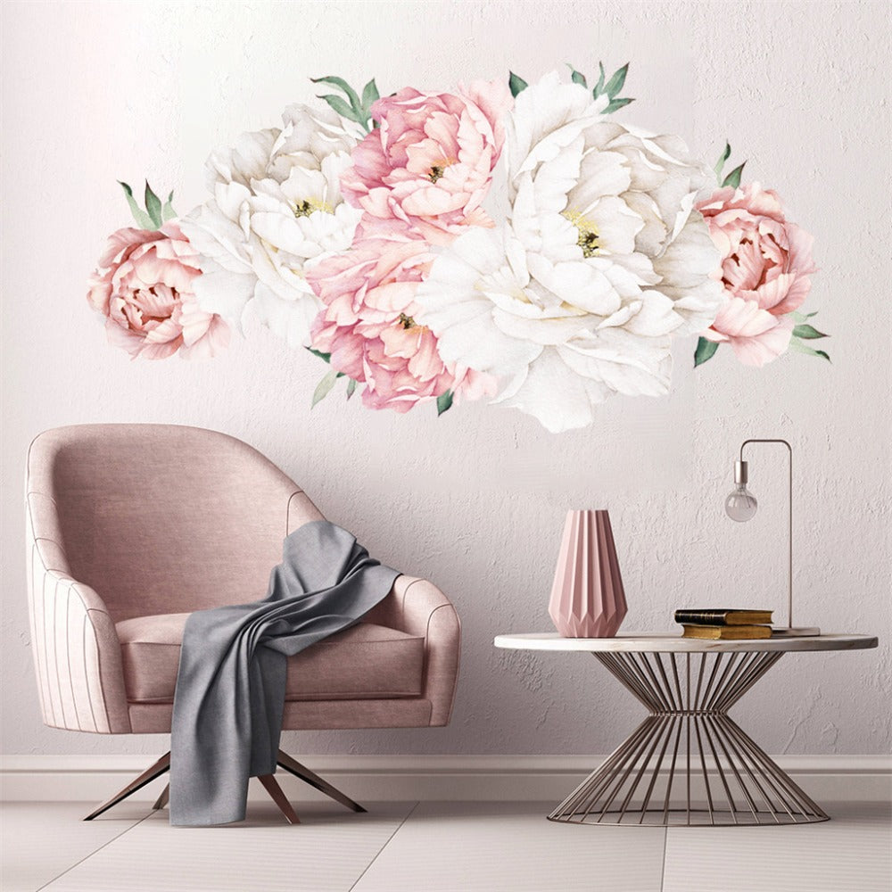 Peony Flower Window Glass Sticker ¨C Anti-Collision Waterproof Decorative Glass Film, European Floral Wall & Window Decal for Home Decor, 17.7 x 47.2 Inches (2 Styles)