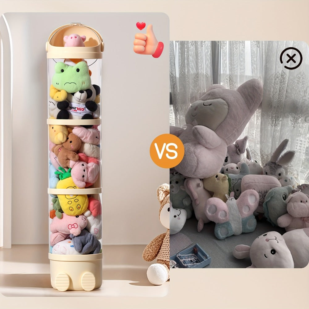 Stuffed Animal Storage Tower ¨C Clear Plastic Toy Organizer with Layered Shelves, Visible Spacious Display Box for Kids Room, Living Room & Bedroom, Great Christmas Gift for Girls