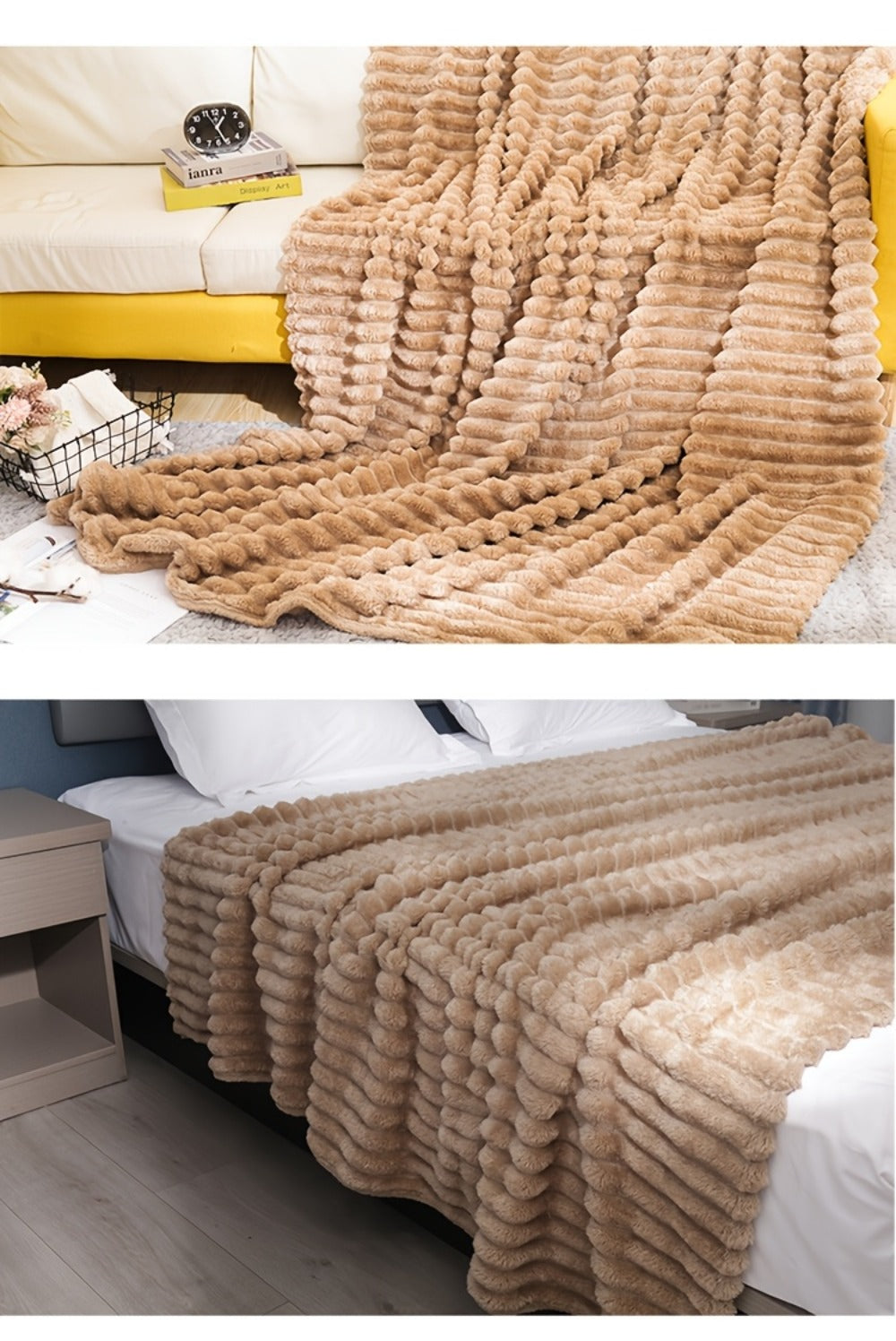 500gsm Heavy Plush Blanket ¨C Ultra Thick Soft Warm Fluffy Blanket for Bed, Sofa & Travel, Baby to Double Size, 5 Colors