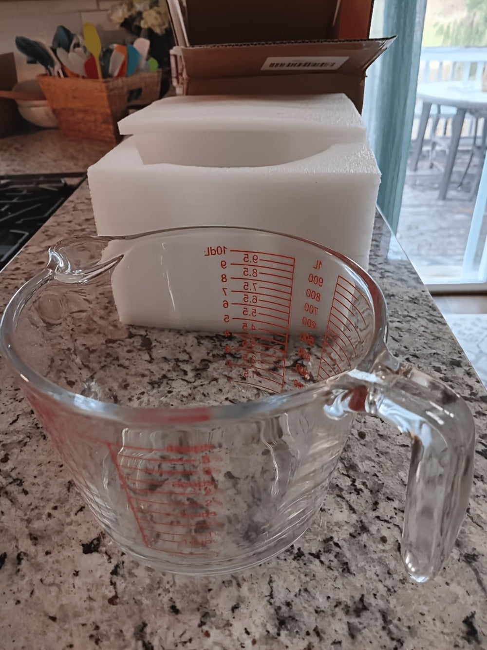 Glass Measuring Cup Heat Resistant Large Capacity with Handle 16.9 oz 33.8 oz Reusable Kitchen Baking Liquid Measuring Cup Set with Measuring Spoons