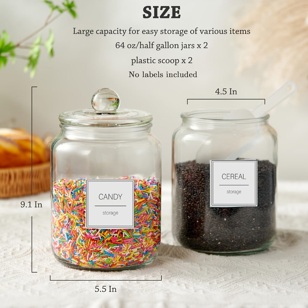 Half Gallon Glass Jars with Lids Airtight Set of 4 | Large Clear Storage Containers for Pantry, Kitchen & Laundry Room ¨C Wide Mouth Food Organization Jars with Bamboo Lid Option