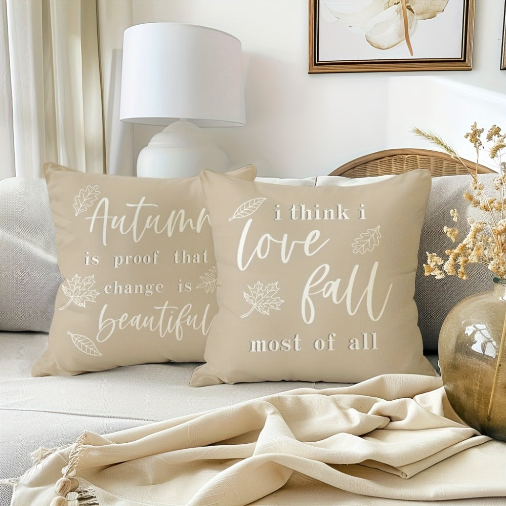 Throw Pillow Covers 18x18 Set of 4 Boho Wildflowers Fall Autumn Pumpkin Harvest Farmhouse Rustic Cushion Cases for Couch Sofa Living Room Porch Patio Outdoor Decor