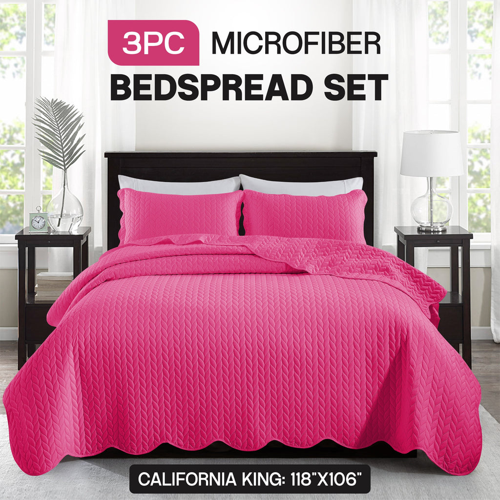 Bedspread Set 3-Piece Microfiber Floral Coverlet with Pillow Shams - Soft Breathable Lightweight All-Season Bed Cover for Queen King Twin California King