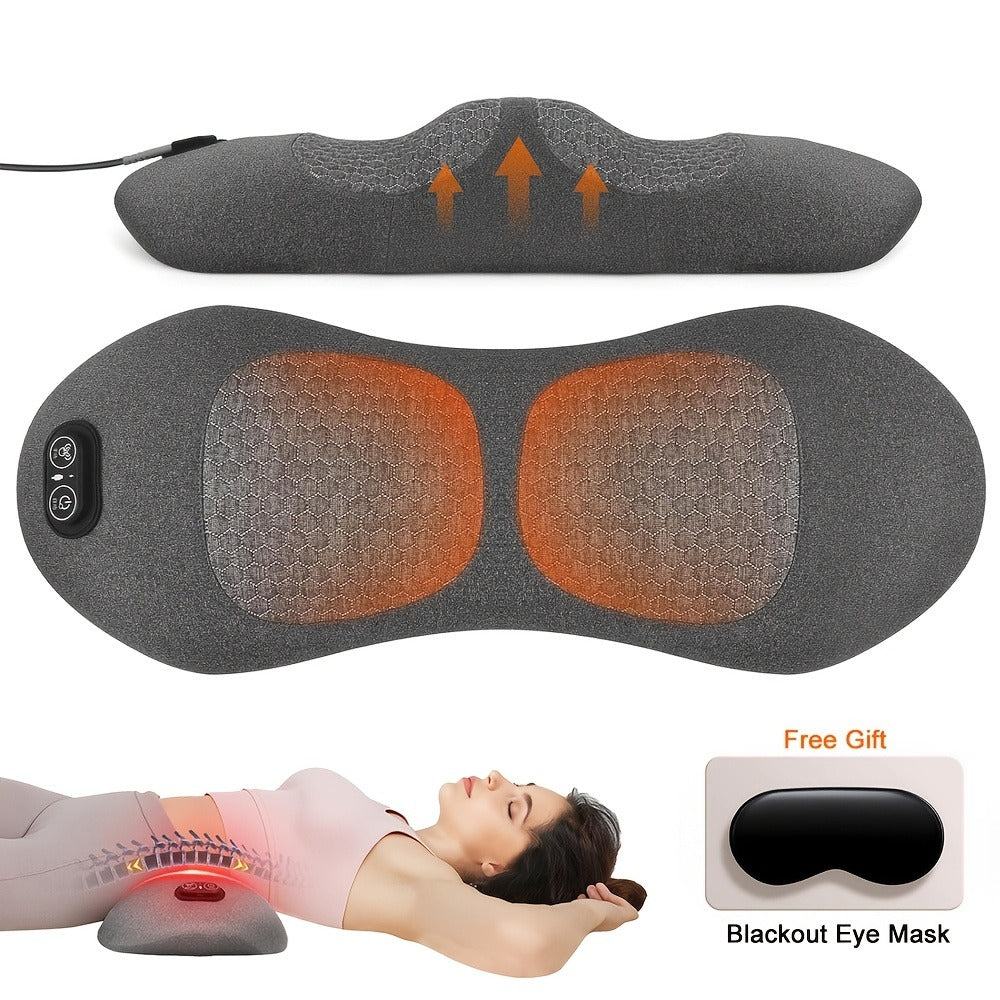 Lower Back Massager with Heat ¨C 3-in-1 Lumbar Support Pillow with Vibration & Traction for Back Pain Relief | USB Powered, Ideal for Car, Office Chair, Bed & Home Use
