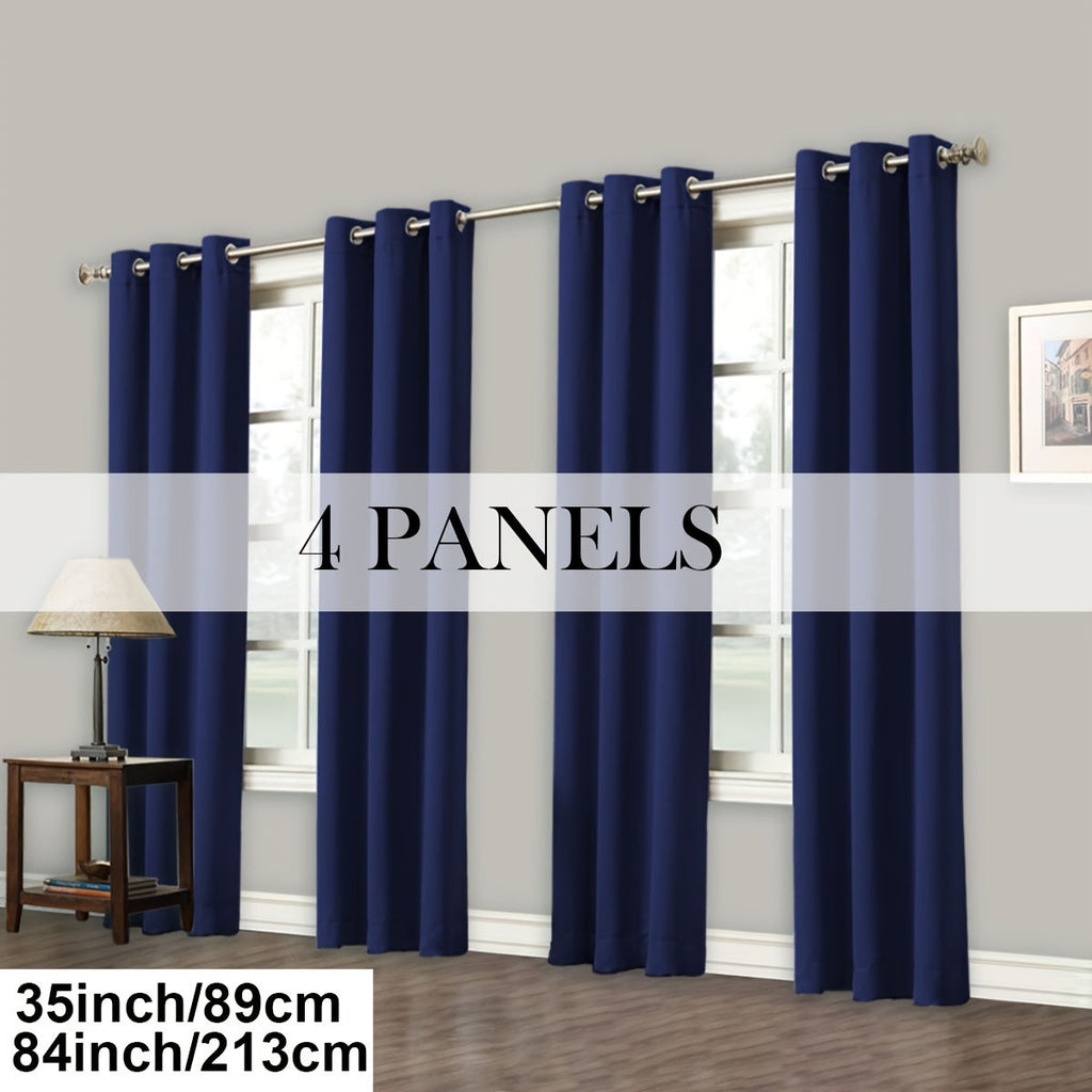 Blackout Curtains Grommet Top Room Darkening Window Drapes 4 Panels Set Living Room Bedroom