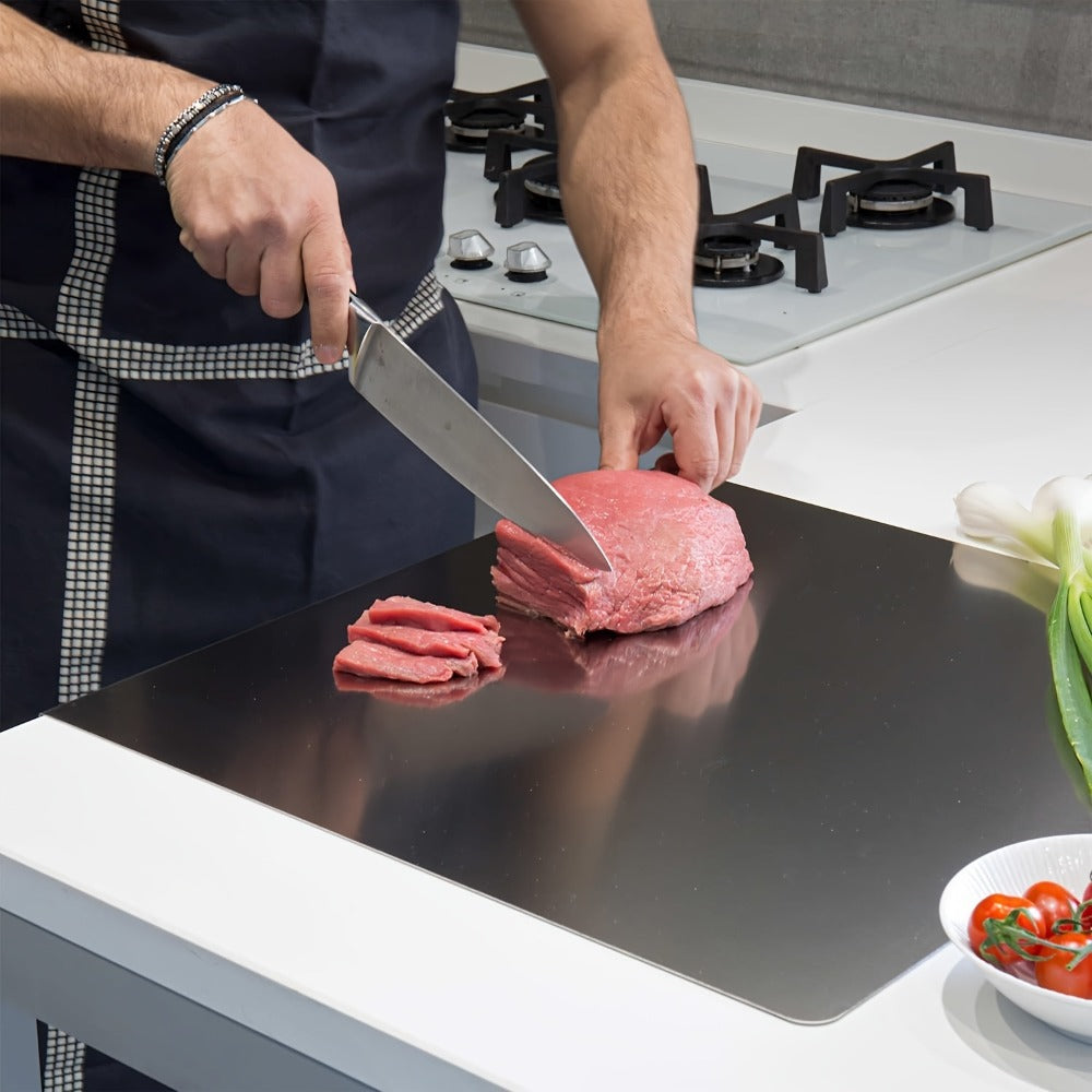 Stainless Steel Cutting Board Extra Large 304 Steel Anti-Slip L-Edge for Baking Kneading Dough BBQ Kitchen Chopping Board 3 Sizes