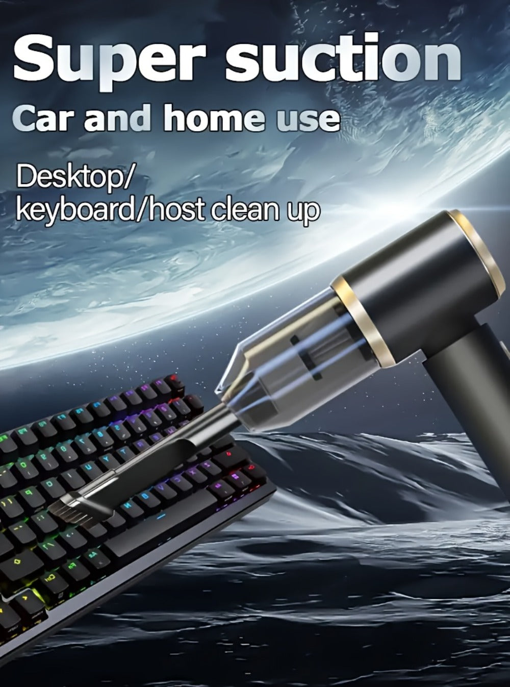 Cordless Handheld Vacuum Cleaner 18000PA Strong Suction - 2-in-1 Air Duster & Vacuum, 120W High Power, Multi-Nozzle Portable Car Vacuum for Car Interior, Home, Pet Hair, Office Desk Cleaning