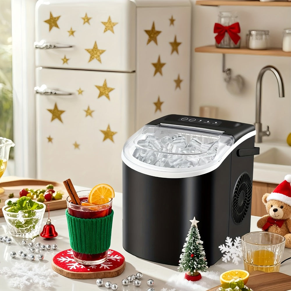 Ice Maker with Basket & Scoop ¨C 26 Lbs/Day Countertop Bullet Ice Machine, 9 Cubes in 6 Mins, Self-Cleaning, 5 Colors Pink White Green Silver Black, for Home, Kitchen, Office, Bar, RV & Camping