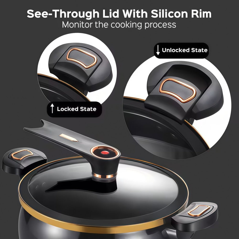 Non-Stick Soup Pot with Twist-Lock Handle | Large Capacity Stew Pot Compatible with Gas Stove Induction Cooker Open Fire | Multi-Function Cooking Pot for Home Restaurant Hotel