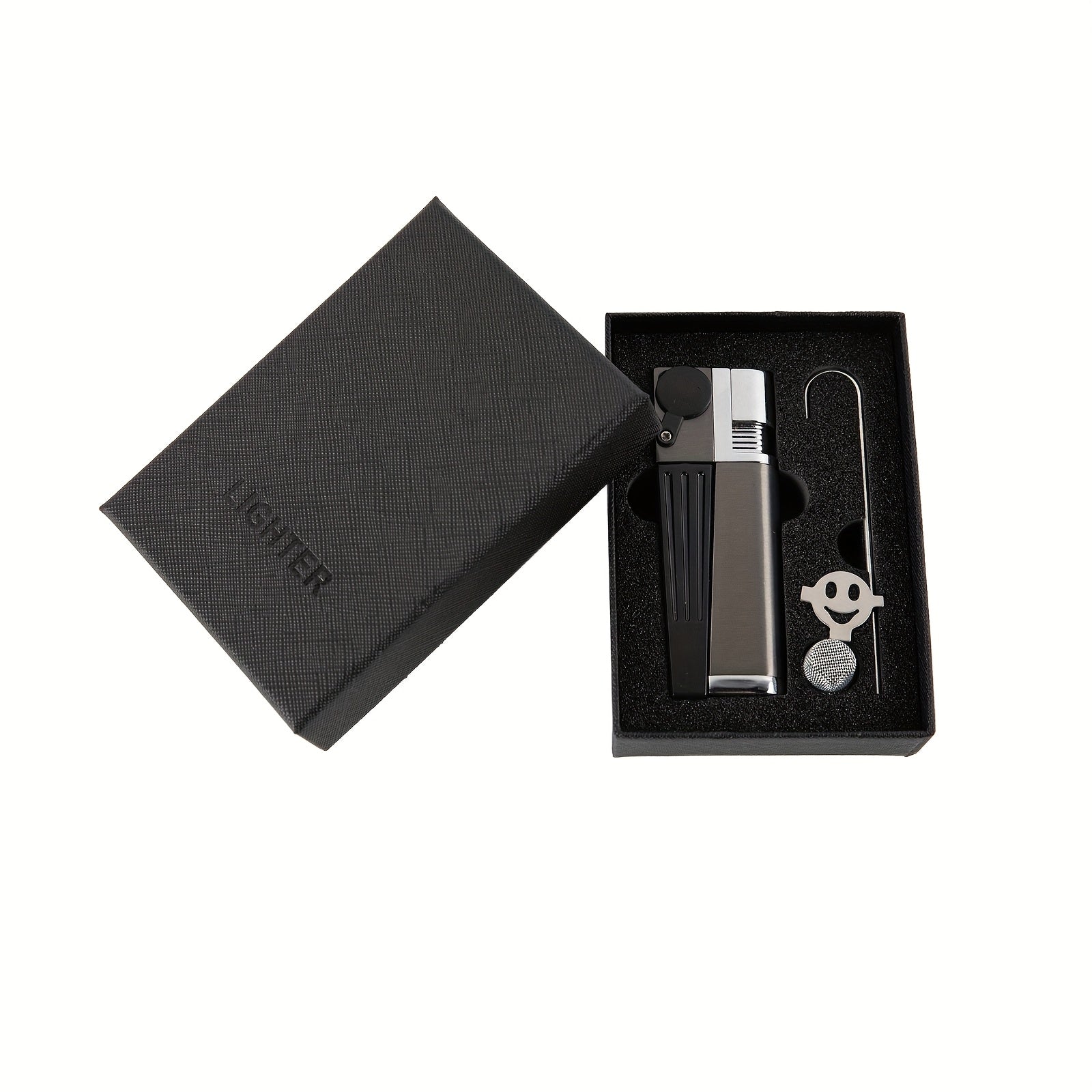 Folding Pipe Lighter Refillable 2-in-1 with Adjustable Flame, Metal-Crafted Durable Design, Gift Box Included ¨C Windproof Butane Lighter for Men, Outdoor, Christmas & Valentine¡¯s Day Gift