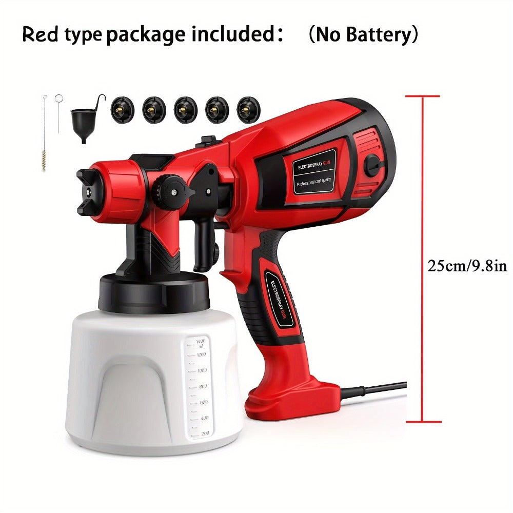 HVLP Paint Sprayer Electric Spray Gun with 3 Spray Patterns & 27oz Container ¨C Cordless Airless Sprayer for House Painting, Furniture, Cabinets, Fence, Walls, Doors, Car DIY Projects