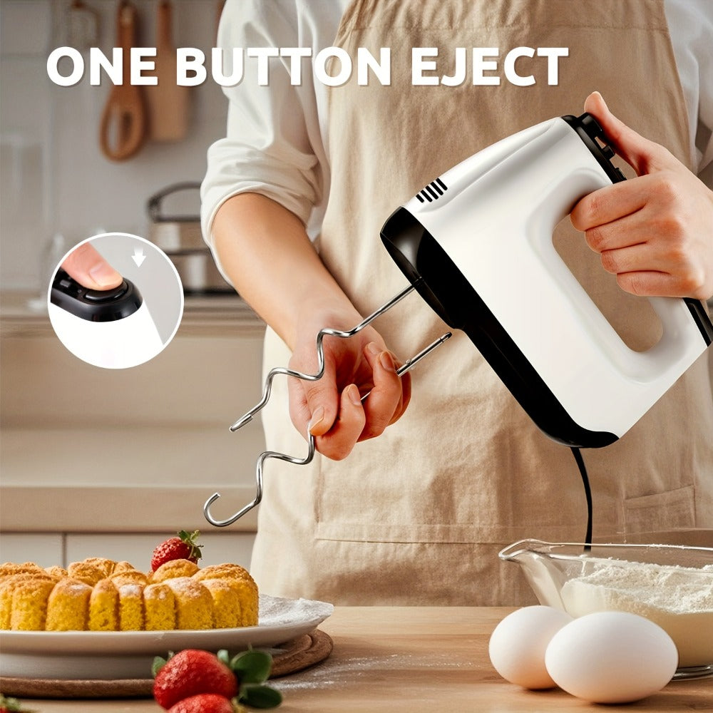 Electric Hand Mixer 6-Speed with Turbo ¨C 5 Stainless Steel Attachments, Snap-On Storage Case, Handheld Mixer for Whipping, Baking Cookies, Cakes, Dough & Brownie Batter