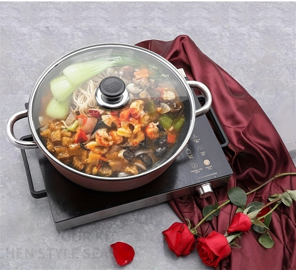 Nonstick Stock Pot with Lid 10 Inch Stone Derived Coating Iron Core Even Heating Induction Compatible Soup Pot for Stewing Boiling Family Dinners
