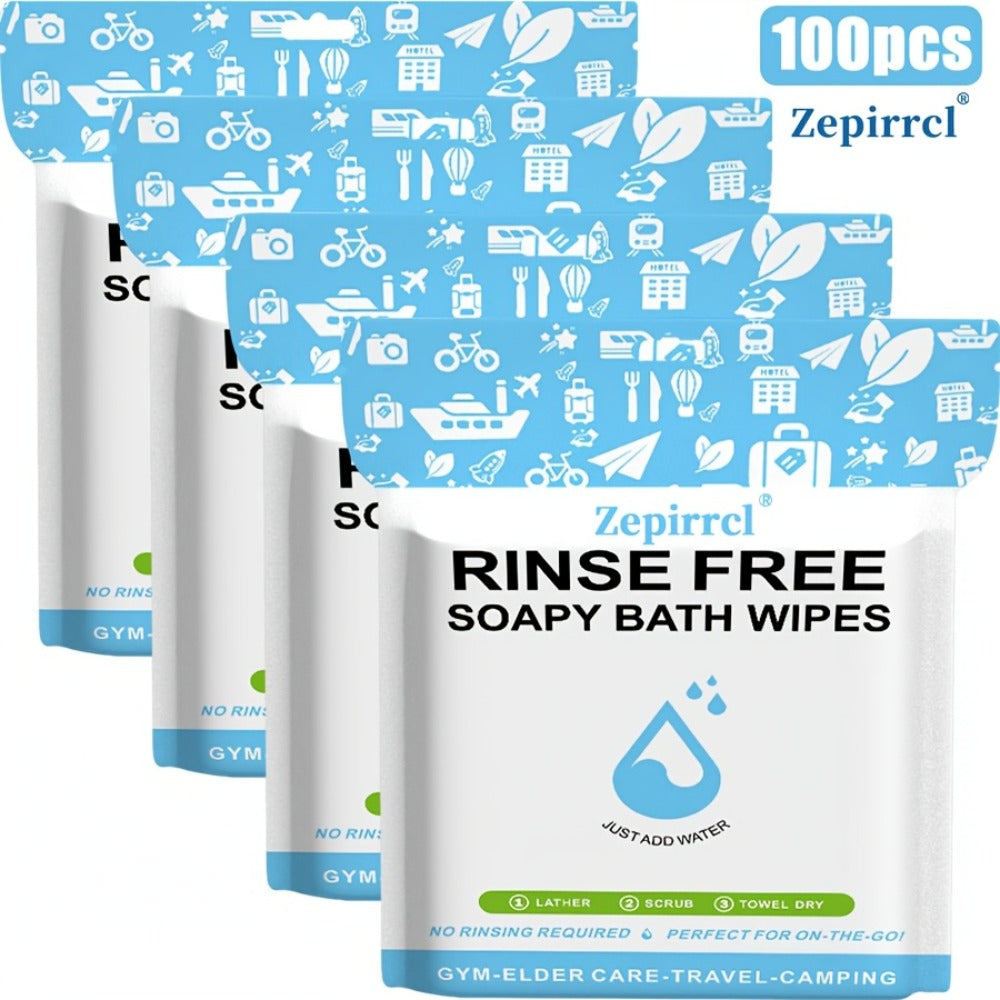 Disposable No-Rinse Soap Towel Sheets for Travel Camping Gym - Portable Foam Bath Towel Sensitive Skin Safe Wet Lather Dry All-In-One Body Wash Towel 25/50/100/250pcs