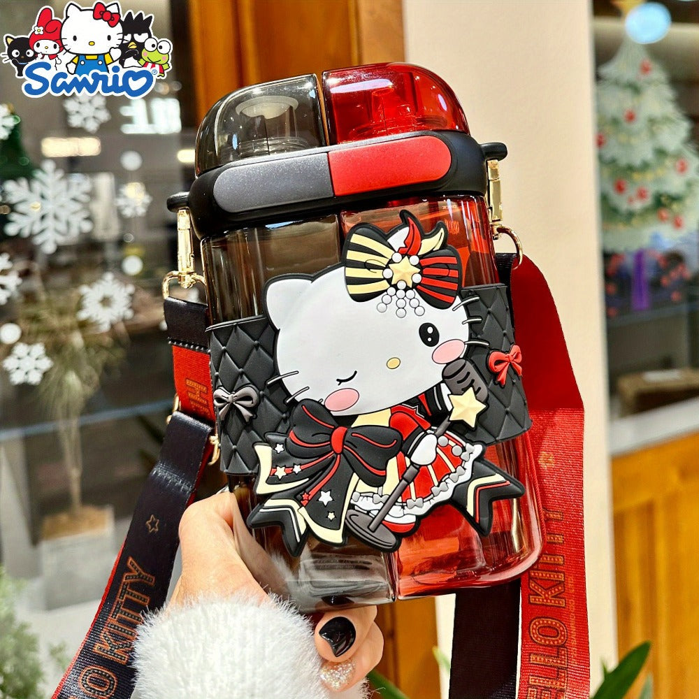 Sanrio Straw Water Bottle 21.6oz | Kuromi & Cinnamoroll Dual Nozzle Portable Cute Kawaii Water Bottle ¨C Perfect for Sports, Travel & School, Officially Licensed Sanrio