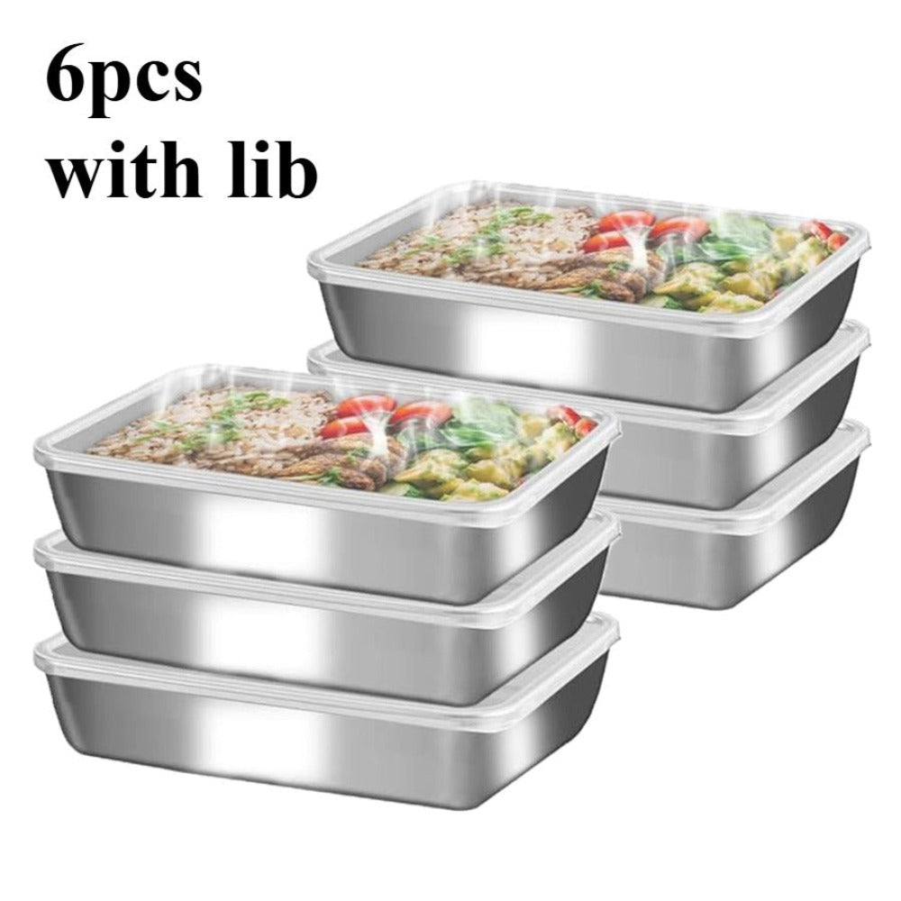 Food Storage Containers with Lids Set of 6 Stainless Steel Meal Prep Containers Airtight Leak Proof Refrigerator Safe Dishwasher Microwave Safe Lunch Box