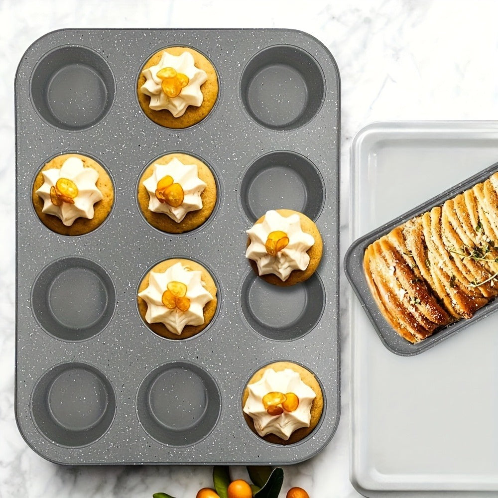 Nonstick Baking Pan Set 2 to 18pcs Carbon Steel Round Square Cake Pan Muffin Pan Bread Pan Cookie Sheet Pizza Pan Wire Rack Whisk Spatula Measuring Spoon Complete Bakeware Set