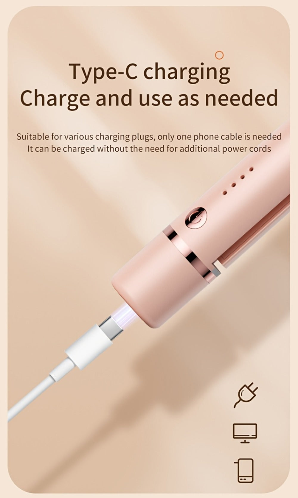 Wireless Hair Straightener and Curling Iron 2-in-1 Ceramic Cordless Hair Styler USB-C Rechargeable 3-Speed Adjustable Temperature Portable Travel Hair Tool Women Gift Pink White