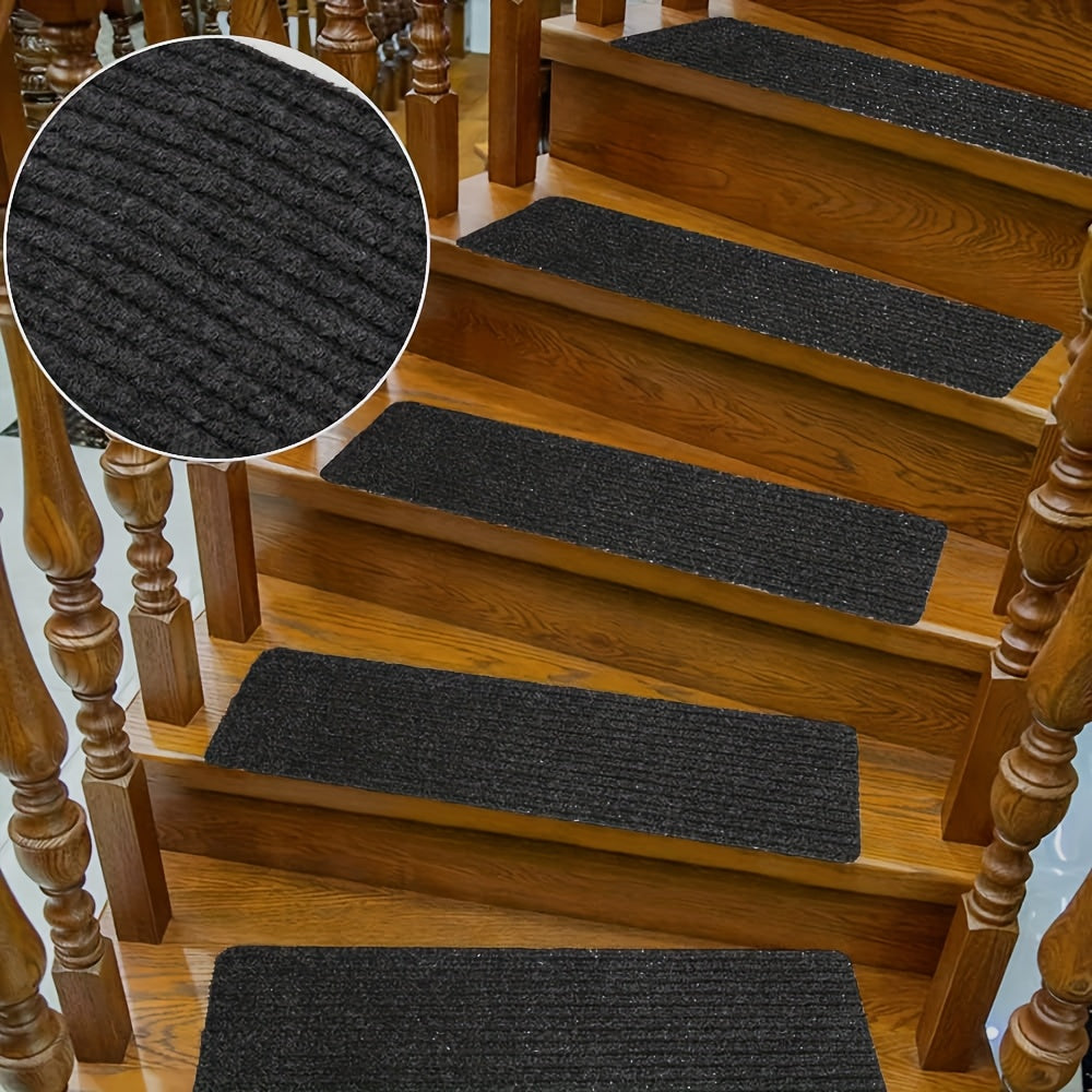 Non-Slip Stair Treads 15pcs 8¡±x30¡± Self-Adhesive Carpet Pads for Wooden Steps ¨C Washable Polyester Indoor Stair Mats for Safety, Anti-Slip Step Covers in Multiple Colors