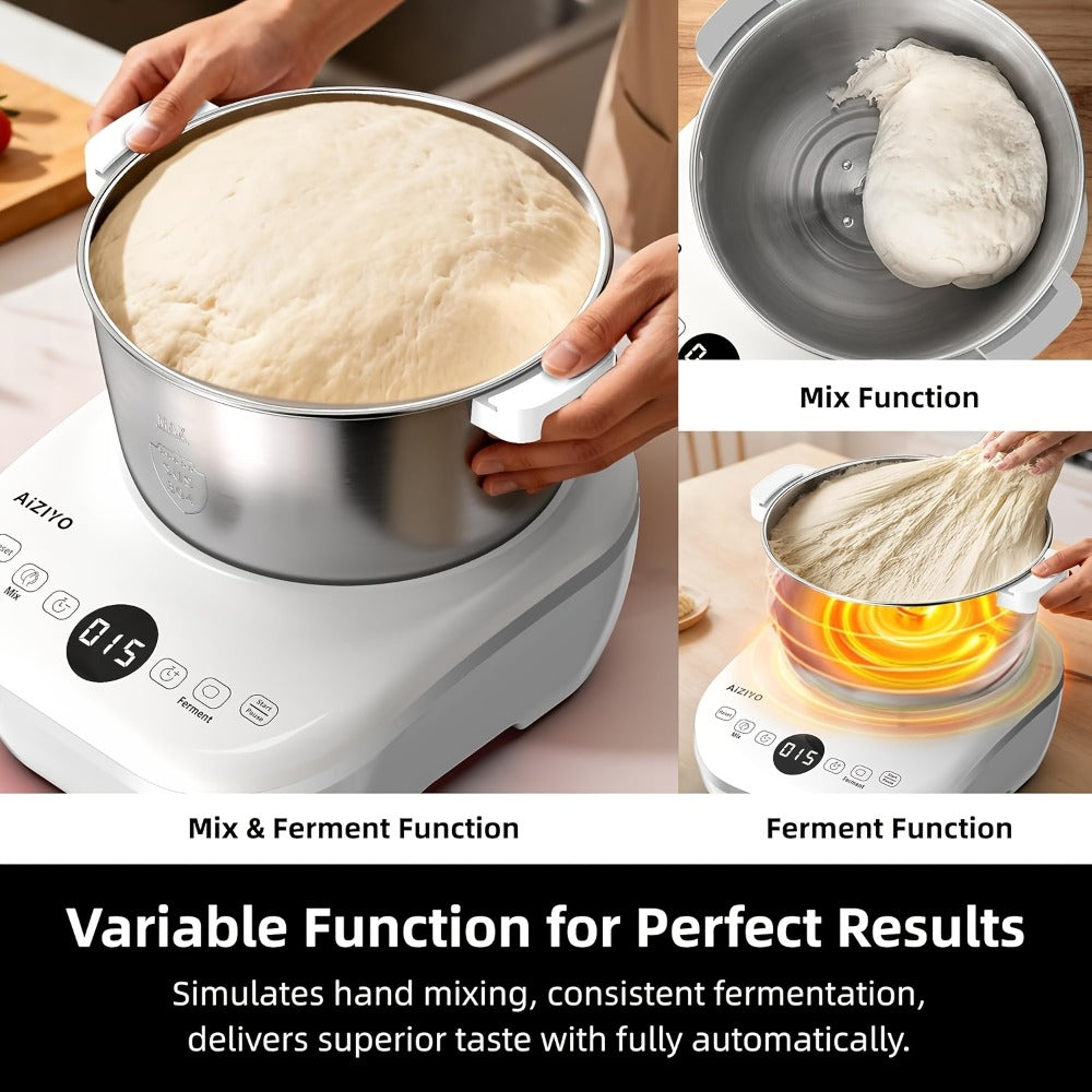 Electric Dough Maker with Ferment Function - 7Qt 250W Dough Kneading Machine, 304 Stainless Steel Bowl, Constant Temperature Fermentation, Microcomputer Timer, for Bread Pizza Pasta Roti Dumplings