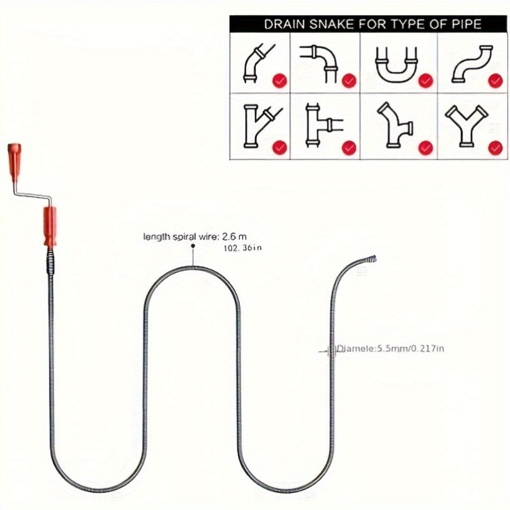 Drain Snake Pipe Cleaner ¨C Flexible Drain Auger for Toilet, Sink, Shower & Sewer Clog Removal, Reusable Spring Wire Drain Unclogger