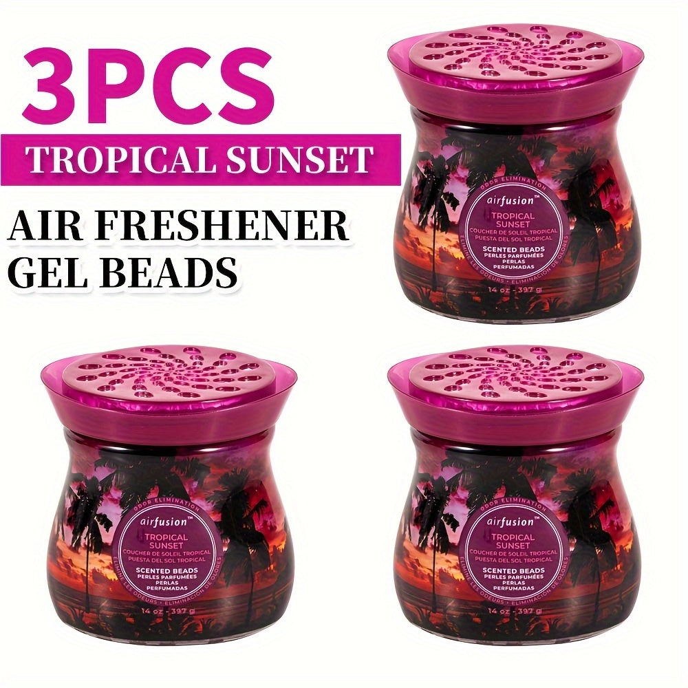 Air Freshener Scented Beads 3-Pack ¨C Long-Lasting Fragrance Beads, Multi-Purpose Odor Eliminator for Home, Car, Closet, Bathroom & Office, Essential Oil Aromatherapy, 6 Scents Available