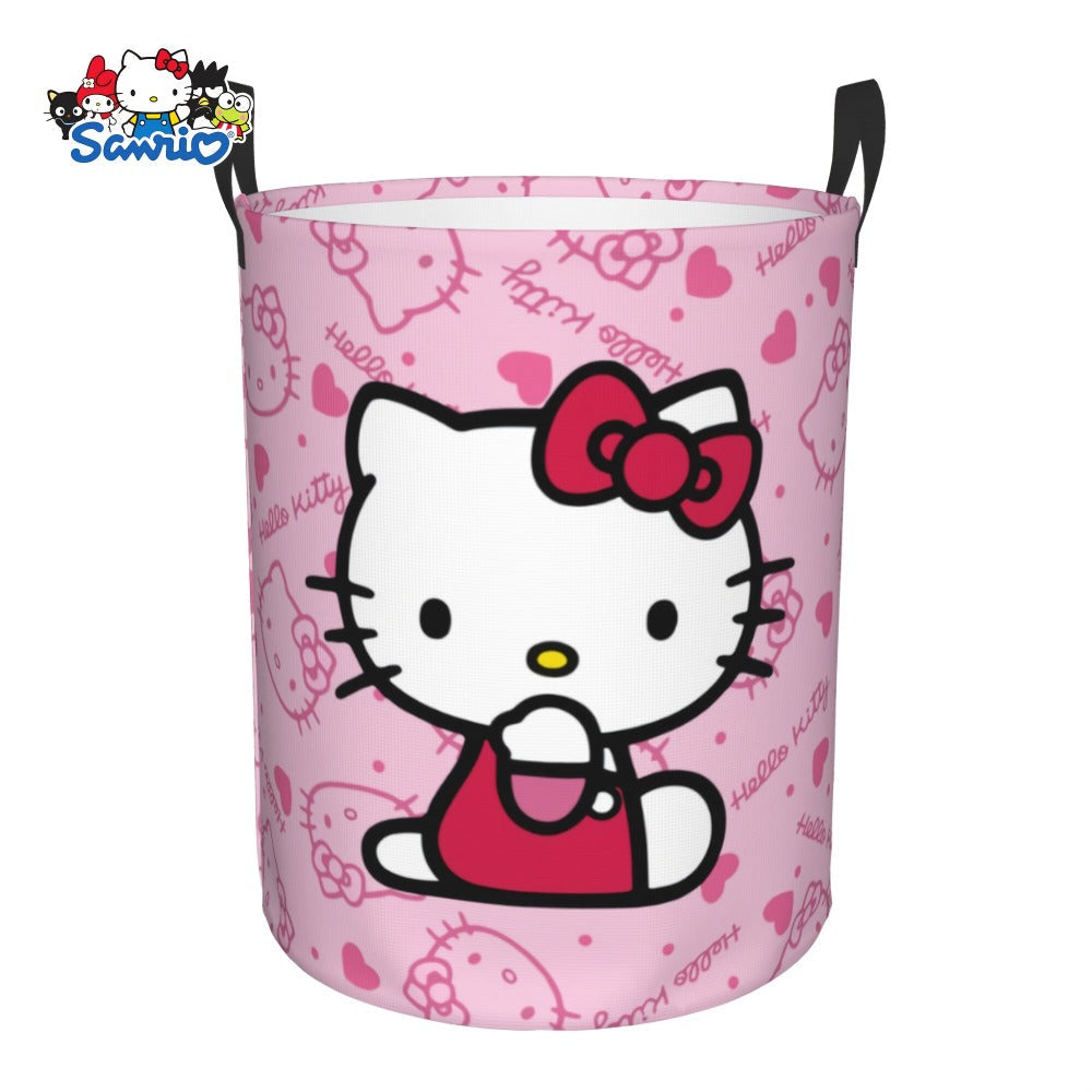 Hello Kitty Collapsible Laundry Basket with Handle - Sanrio Oxford Cloth Foldable Hamper, Portable Storage Bin for Bedroom Bathroom Dorm, Cute Kawaii Laundry Hamper for Girls