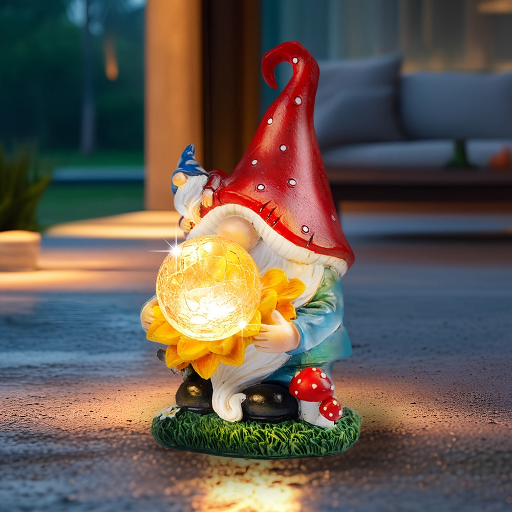Solar Light Elf Resin Statue ¨C Outdoor Garden Figurine That Automatically Lights Up at Night, Holiday Collectible Decor for Christmas, Easter, Halloween, Thanksgiving & Hanukkah, Patio Porch Desk Decor Gift