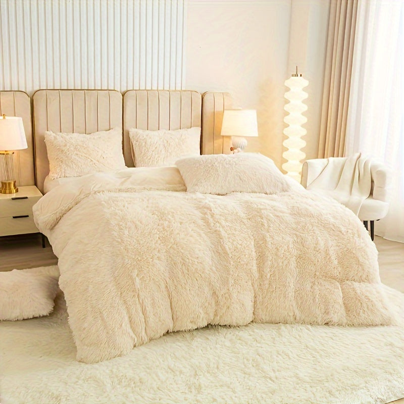 Plush Duvet Cover 100% Polyester Soft Warm Zipper Closure Cozy Bedroom Bedding Twin Full Queen King Solid Tie Dye 14 Colors for Bedroom Guest Room Dorm