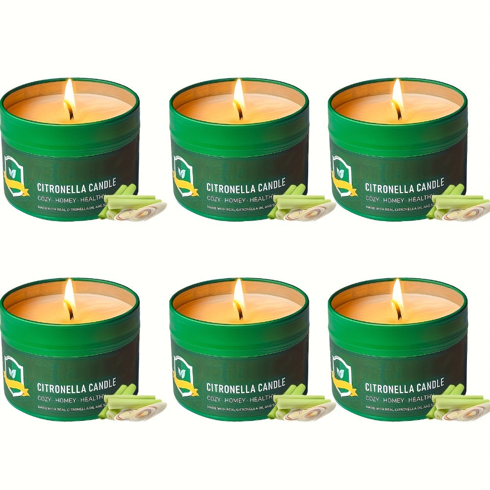 Citronella Candles Outdoor 6-Pack 4.4oz Each ¨C 150 Hours Long Burning, Mosquito Repellent Candles Set for Camping, Patio, BBQ, Garden, Yard, Deck & Lanai ¨C Father¡¯s Day Gift Idea