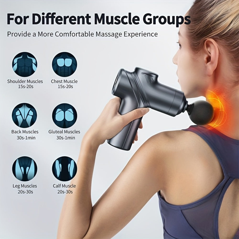Massage Gun Deep Tissue Percussion Massager ¨C Portable Handheld Electric Body Massager with 4/8 Heads & 6 Speed Settings for Muscle Relaxation & Post-Workout Recovery