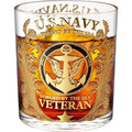 Engraved Veteran Tribute Whiskey Glass 10oz - US Navy Military Gift, Personalized Patriotic Whiskey Glasses for Dad, Military Vet Anniversary Gift