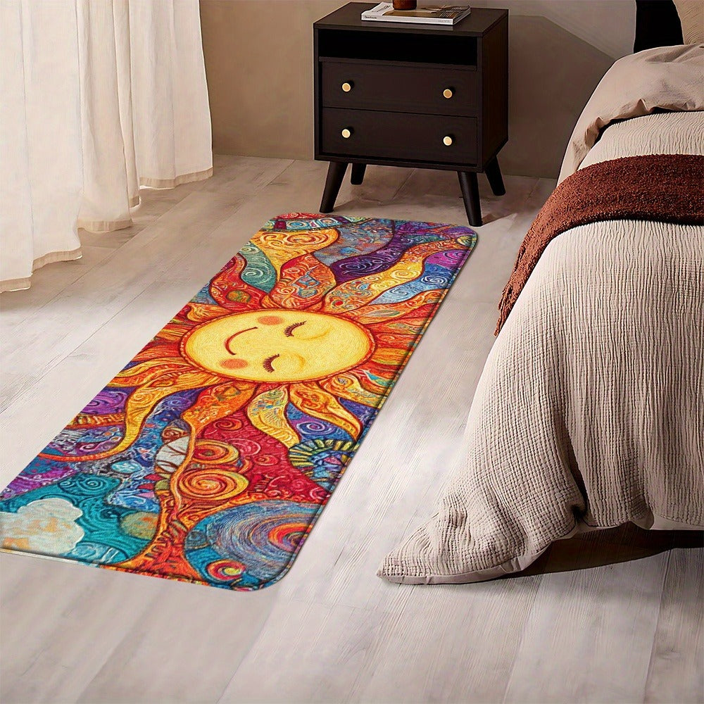 Boho Runner Rug Mandala Non-Slip Washable Soft Polyester Kitchen Hallway Mat Sun Totem Colorful Pattern Living Room Bathroom 5 Designs